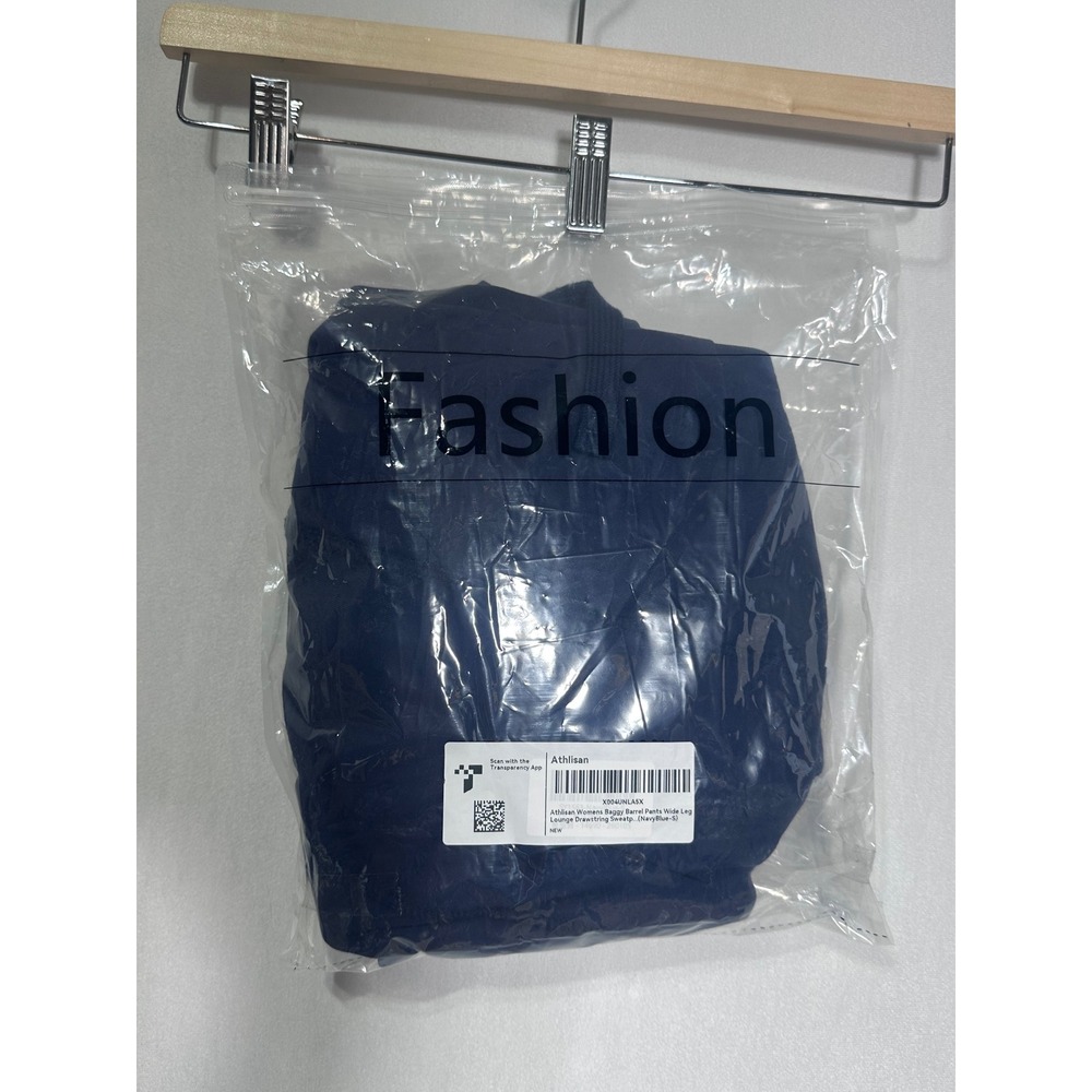 Athlisan Womens Baggy Barrel Pants Wide Leg Lounge Drawstring Sweatpants Navy S - Picture 4 of 5